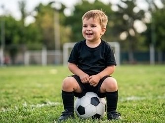 Niño de 4 años con la pelota