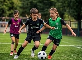 Niño y niña jugando juntos